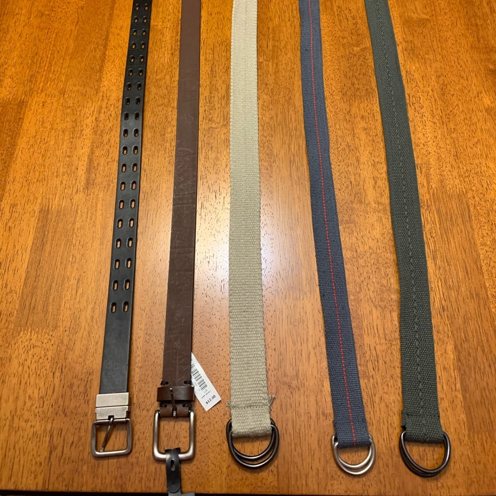 5 Various Mens Leather Belts